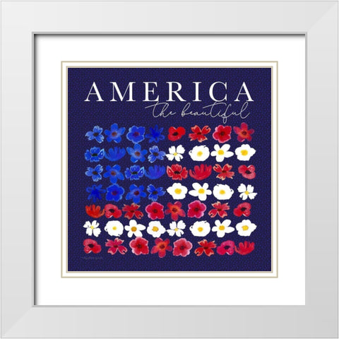 America the Beautiful White Modern Wood Framed Art Print with Double Matting by Tyndall, Elizabeth