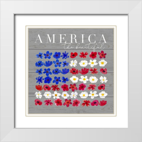 America the Beautiful White Modern Wood Framed Art Print with Double Matting by Tyndall, Elizabeth