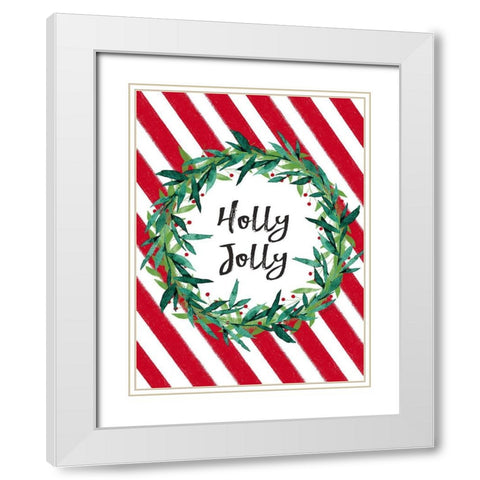 Holly Jolly White Modern Wood Framed Art Print with Double Matting by Tyndall, Elizabeth