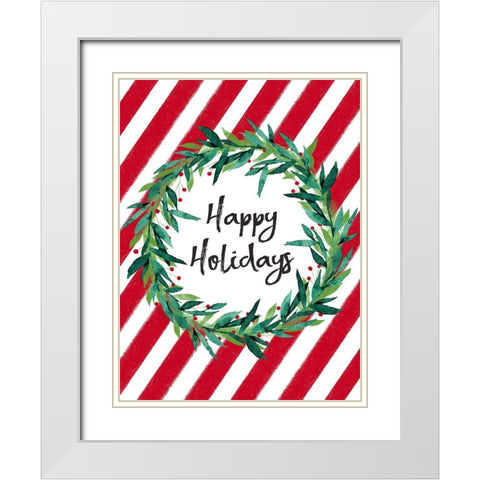 Happy Holidays White Modern Wood Framed Art Print with Double Matting by Tyndall, Elizabeth