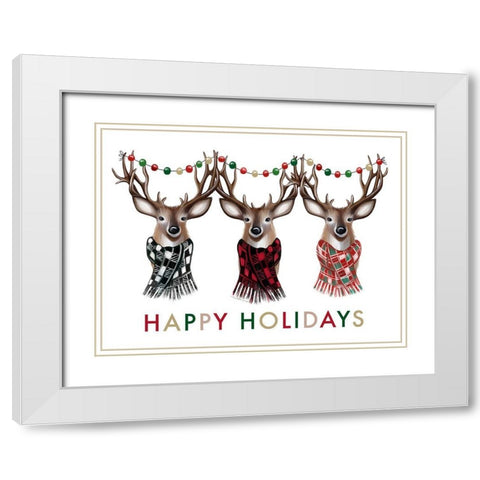 Happy Holidays White Modern Wood Framed Art Print with Double Matting by Tyndall, Elizabeth