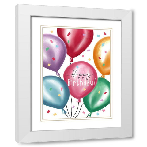 Birthday Balloons White Modern Wood Framed Art Print with Double Matting by Tyndall, Elizabeth