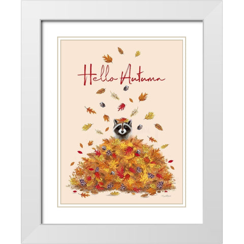 Hello Autumn White Modern Wood Framed Art Print with Double Matting by Tyndall, Elizabeth