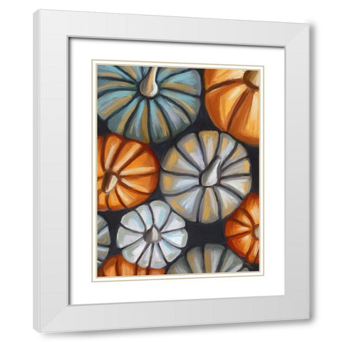 Fall Pumpkins White Modern Wood Framed Art Print with Double Matting by Tyndall, Elizabeth