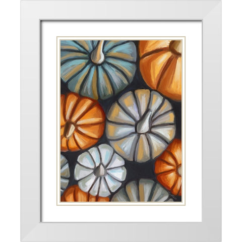 Fall Pumpkins White Modern Wood Framed Art Print with Double Matting by Tyndall, Elizabeth