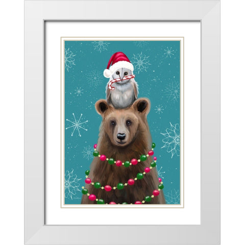 Holiday Bear White Modern Wood Framed Art Print with Double Matting by Tyndall, Elizabeth