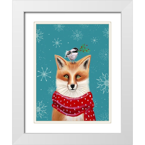Holiday Fox White Modern Wood Framed Art Print with Double Matting by Tyndall, Elizabeth