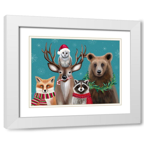 Holiday Friends White Modern Wood Framed Art Print with Double Matting by Tyndall, Elizabeth