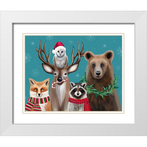 Holiday Friends White Modern Wood Framed Art Print with Double Matting by Tyndall, Elizabeth