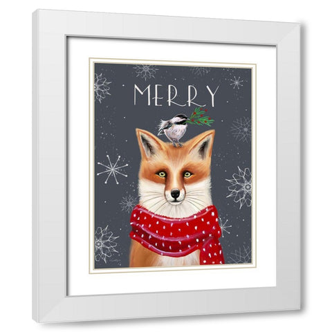 Merry Fox White Modern Wood Framed Art Print with Double Matting by Tyndall, Elizabeth