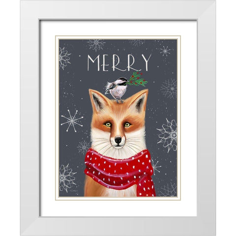 Merry Fox White Modern Wood Framed Art Print with Double Matting by Tyndall, Elizabeth