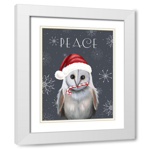 Peace Owl White Modern Wood Framed Art Print with Double Matting by Tyndall, Elizabeth