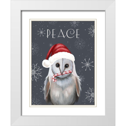 Peace Owl White Modern Wood Framed Art Print with Double Matting by Tyndall, Elizabeth