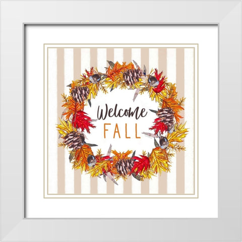 Welcome Fall White Modern Wood Framed Art Print with Double Matting by Tyndall, Elizabeth