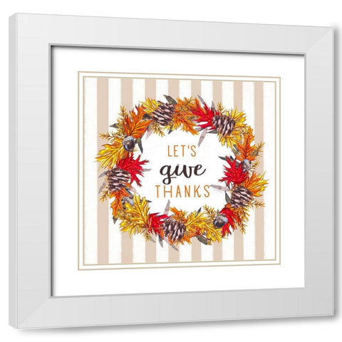 Lets Give Thanks White Modern Wood Framed Art Print with Double Matting by Tyndall, Elizabeth