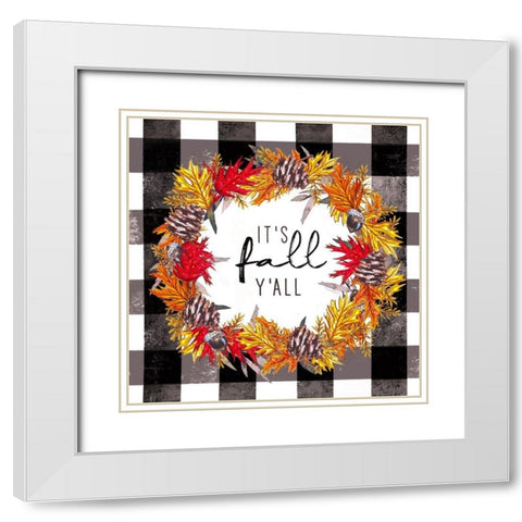 Its Fall Yall White Modern Wood Framed Art Print with Double Matting by Tyndall, Elizabeth