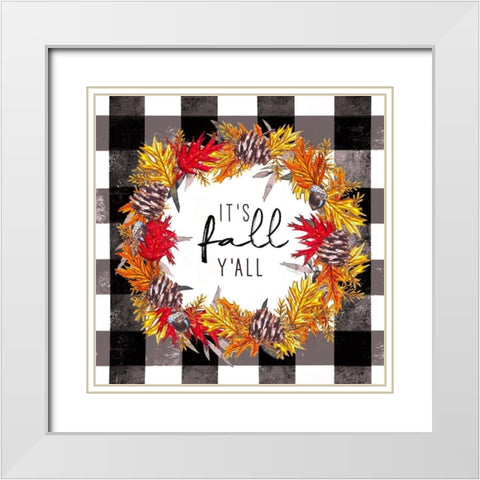 Its Fall Yall White Modern Wood Framed Art Print with Double Matting by Tyndall, Elizabeth