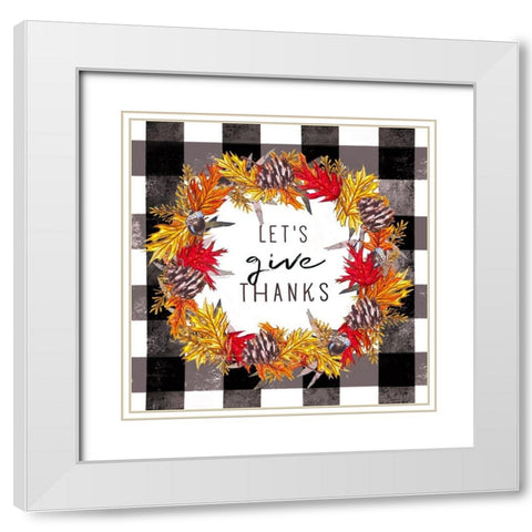 Give Thanks White Modern Wood Framed Art Print with Double Matting by Tyndall, Elizabeth