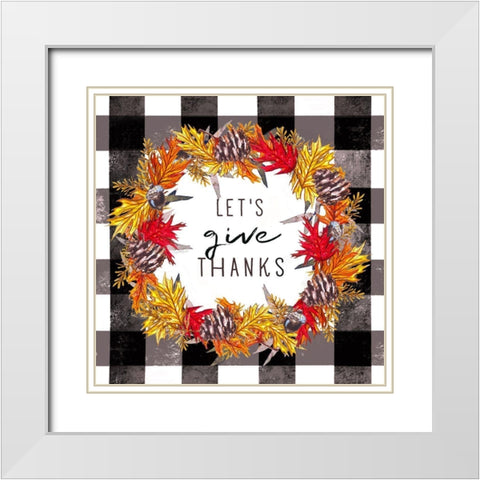 Give Thanks White Modern Wood Framed Art Print with Double Matting by Tyndall, Elizabeth