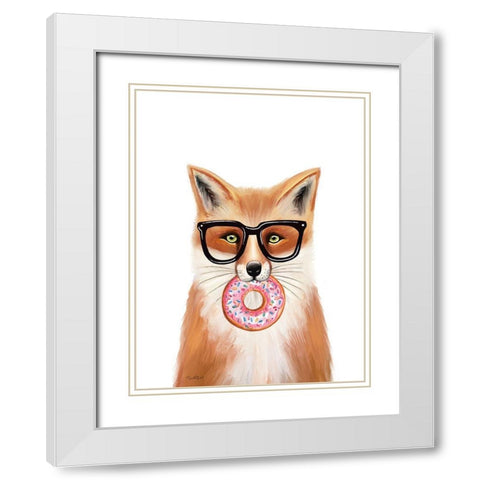 Quirky Fox White Modern Wood Framed Art Print with Double Matting by Tyndall, Elizabeth
