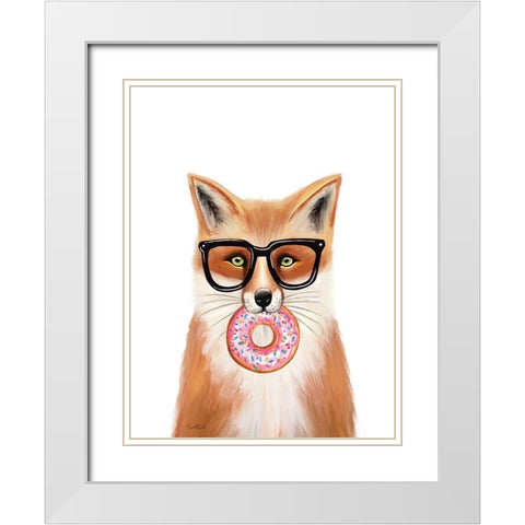 Quirky Fox White Modern Wood Framed Art Print with Double Matting by Tyndall, Elizabeth