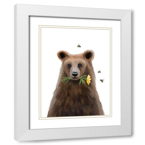 Quirky Bear White Modern Wood Framed Art Print with Double Matting by Tyndall, Elizabeth