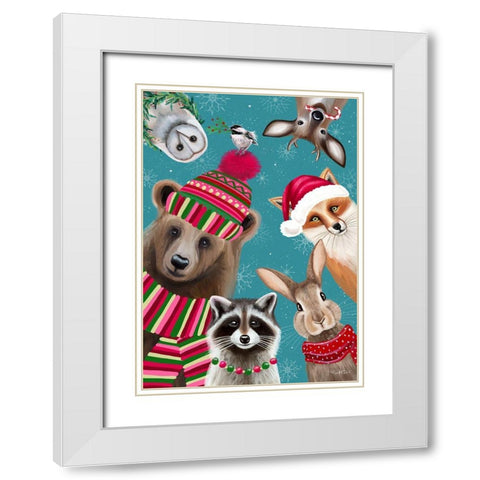 Holiday Pals White Modern Wood Framed Art Print with Double Matting by Tyndall, Elizabeth