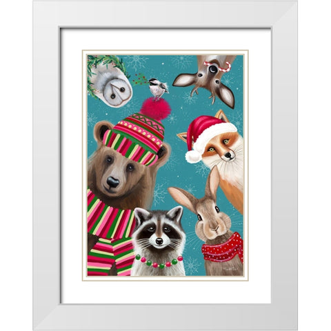 Holiday Pals White Modern Wood Framed Art Print with Double Matting by Tyndall, Elizabeth