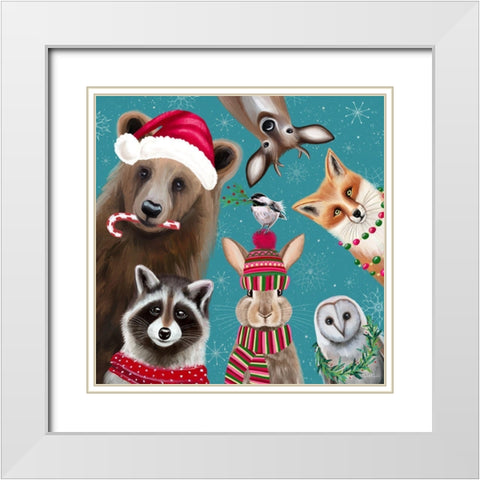 Holiday Pals II White Modern Wood Framed Art Print with Double Matting by Tyndall, Elizabeth