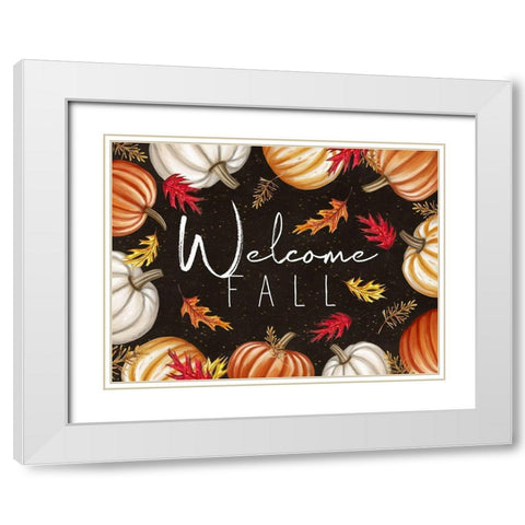 Welcome Fall White Modern Wood Framed Art Print with Double Matting by Tyndall, Elizabeth