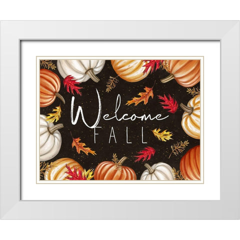 Welcome Fall White Modern Wood Framed Art Print with Double Matting by Tyndall, Elizabeth