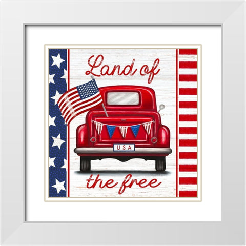 Land of the Free White Modern Wood Framed Art Print with Double Matting by Tyndall, Elizabeth