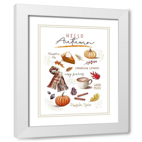 Hello Autumn White Modern Wood Framed Art Print with Double Matting by Tyndall, Elizabeth