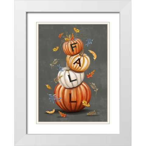 Fall Pumpkins White Modern Wood Framed Art Print with Double Matting by Tyndall, Elizabeth