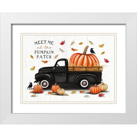 Pumpkin Patch White Modern Wood Framed Art Print with Double Matting by Tyndall, Elizabeth