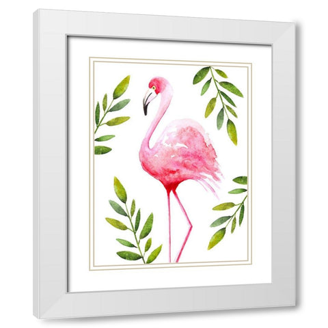 Flamingo I White Modern Wood Framed Art Print with Double Matting by Tyndall, Elizabeth