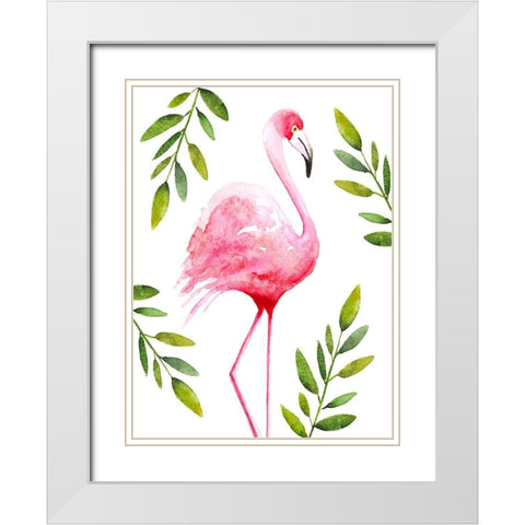 Flamingo II White Modern Wood Framed Art Print with Double Matting by Tyndall, Elizabeth