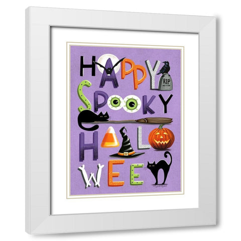 Happy Spooky White Modern Wood Framed Art Print with Double Matting by Tyndall, Elizabeth