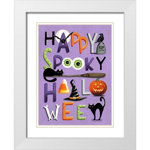 Happy Spooky White Modern Wood Framed Art Print with Double Matting by Tyndall, Elizabeth