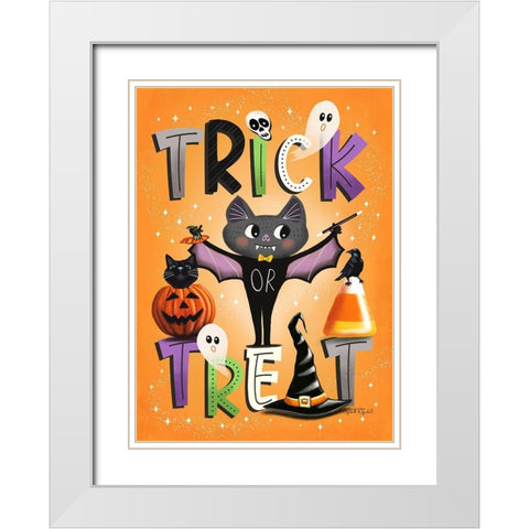 Trick or Treat White Modern Wood Framed Art Print with Double Matting by Tyndall, Elizabeth
