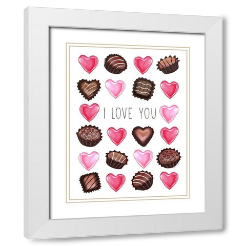 Love and Chocolates White Modern Wood Framed Art Print with Double Matting by Tyndall, Elizabeth