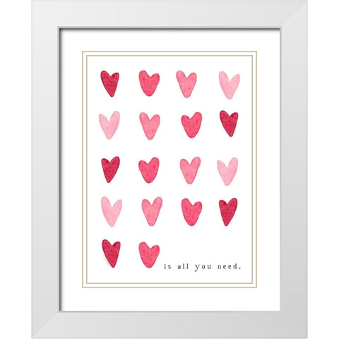 Hearts White Modern Wood Framed Art Print with Double Matting by Tyndall, Elizabeth