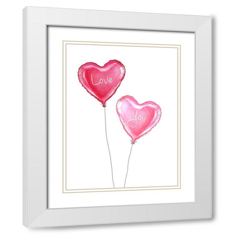 Heart Balloons White Modern Wood Framed Art Print with Double Matting by Tyndall, Elizabeth