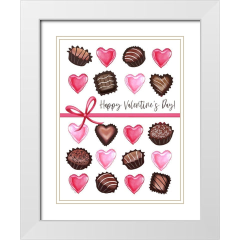 Valentine Chocolates II White Modern Wood Framed Art Print with Double Matting by Tyndall, Elizabeth