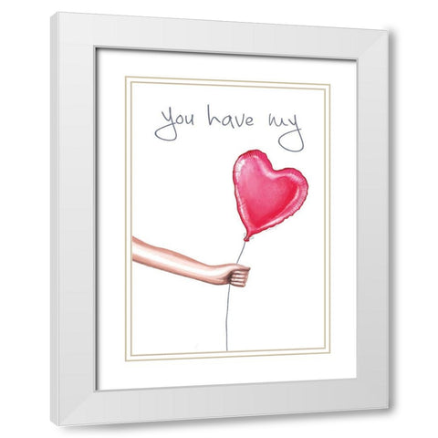 Gave You My Heart White Modern Wood Framed Art Print with Double Matting by Tyndall, Elizabeth