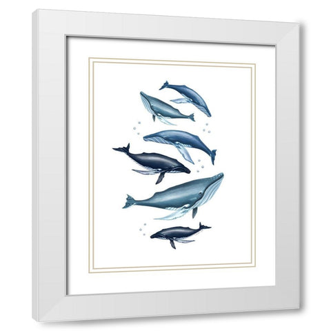 Whale Family White Modern Wood Framed Art Print with Double Matting by Tyndall, Elizabeth