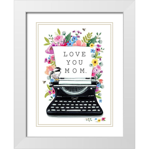 Love You-Mom White Modern Wood Framed Art Print with Double Matting by Tyndall, Elizabeth