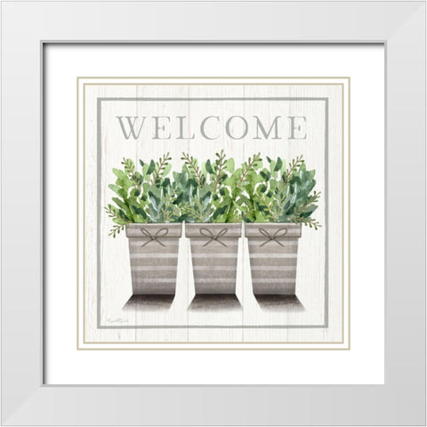 Welcome White Modern Wood Framed Art Print with Double Matting by Tyndall, Elizabeth