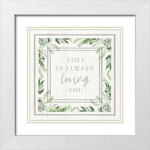 Love Always White Modern Wood Framed Art Print with Double Matting by Tyndall, Elizabeth