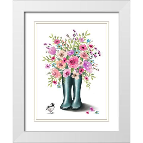 Rain Boots White Modern Wood Framed Art Print with Double Matting by Tyndall, Elizabeth